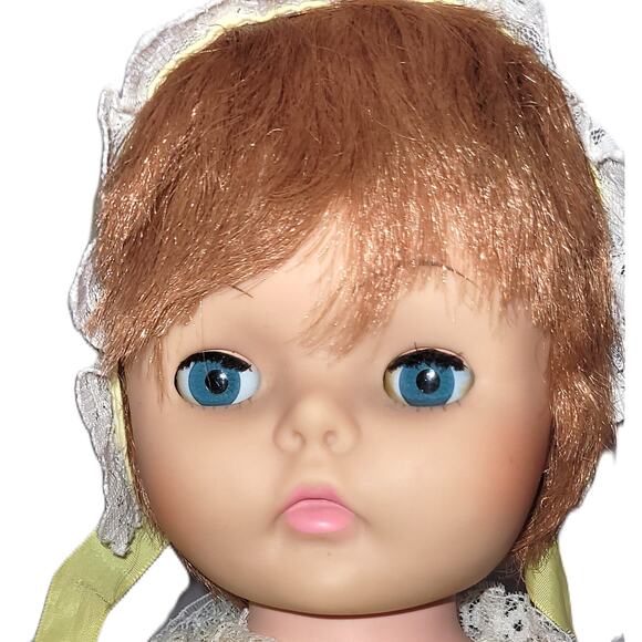 18" Vintage  Beautiful Ginger Red Hair W/Deep Blue Sleep Eyes Little Girl Doll - Picture 4 of 5